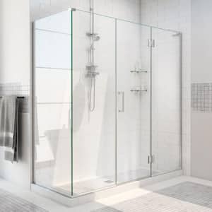 Unidoor-X 70.5 in. W x 30-3/8 in. D x 72 in. H Frameless Hinged Shower Enclosure in Chrome