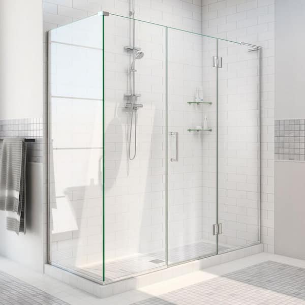 DreamLine Unidoor-X 70.5 in. W x 30-3/8 in. D x 72 in. H Frameless Hinged Shower Enclosure in Chrome