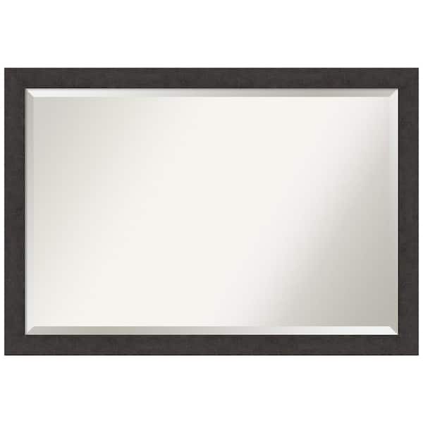 Amanti Art Medium Rectangle Distressed Brown/Tan Beveled Glass Modern Mirror (27.25 in. H x 39.25 in. W)