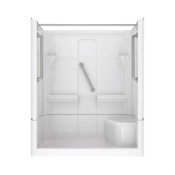 Accessible Living Harmony 60 in. L x 30 in. W x 74 in. H Alcove LH Drain Curtain Rod Shower Kit in Brushed Nickel