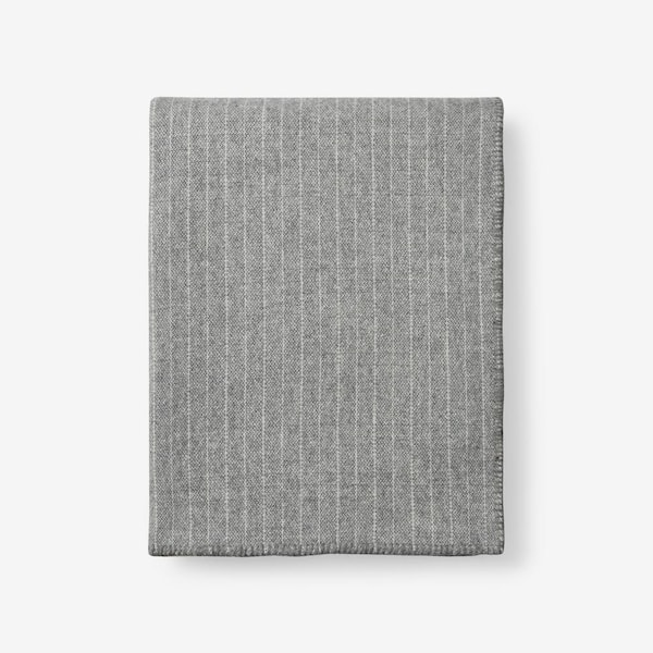 The Company Store Pinstripe Light Gray Throw Blanket