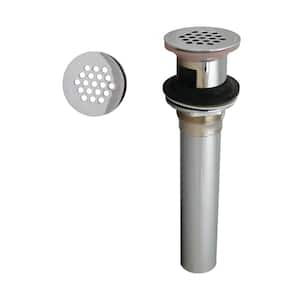 Grid Strainer Lavatory Bathroom Sink Drain Assembly with Overflow Holes - Exposed, Polished Chrome