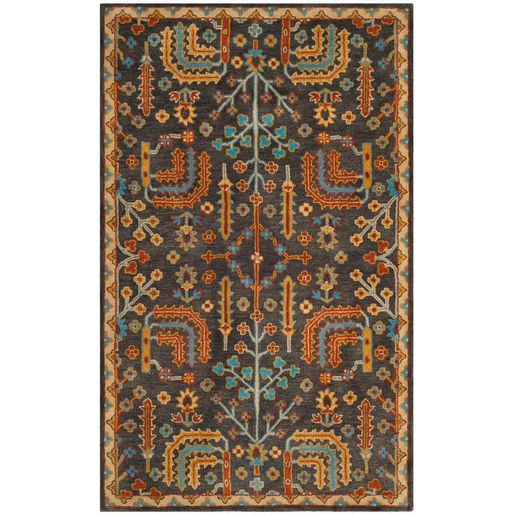 Heritage Charcoal and Multi Wool 6' x 9' Handmade Area Rug
