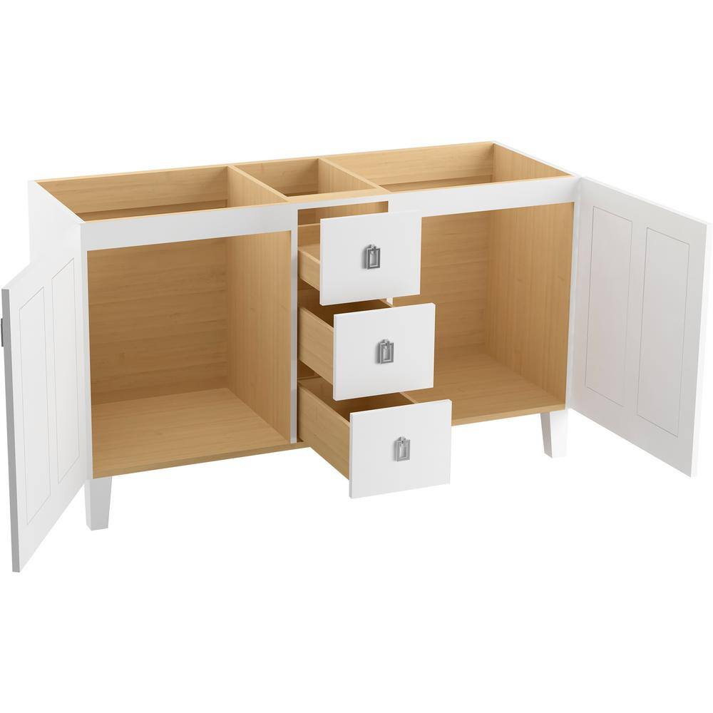 Poplin 60" Linen White Double Freestanding Vanity with 2 Doors and 3 Drawers