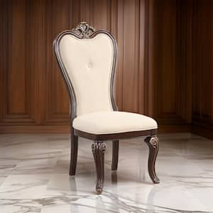 Brown and Beige Fabric Crown Top Dining Chair (Set of 2)