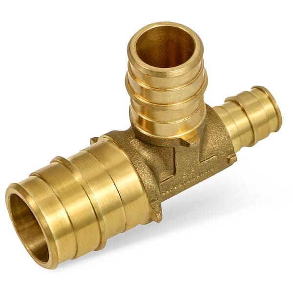 PLUMBFLEX 1 in. x 1/2 in. x 3/4 in. 90 -Degree PEX A Expansion Pex Reducing Tee, Lead Free Brass For Use in Pex A-Tubing