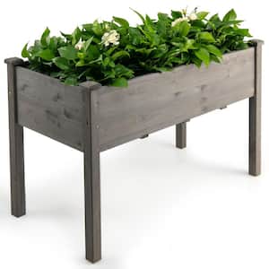 Wooden Raised Vegetable Garden Bed Elevated Grow Vegetable Planter Grey