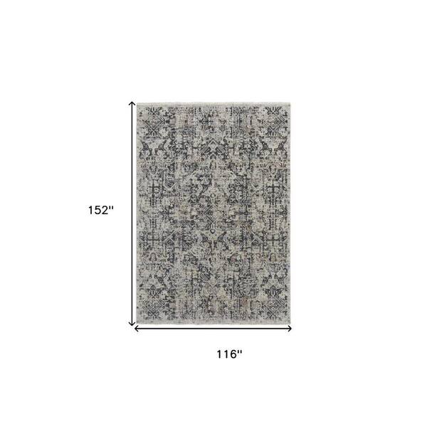 2 X 8 Gray, Ivory Abstract Area Rug