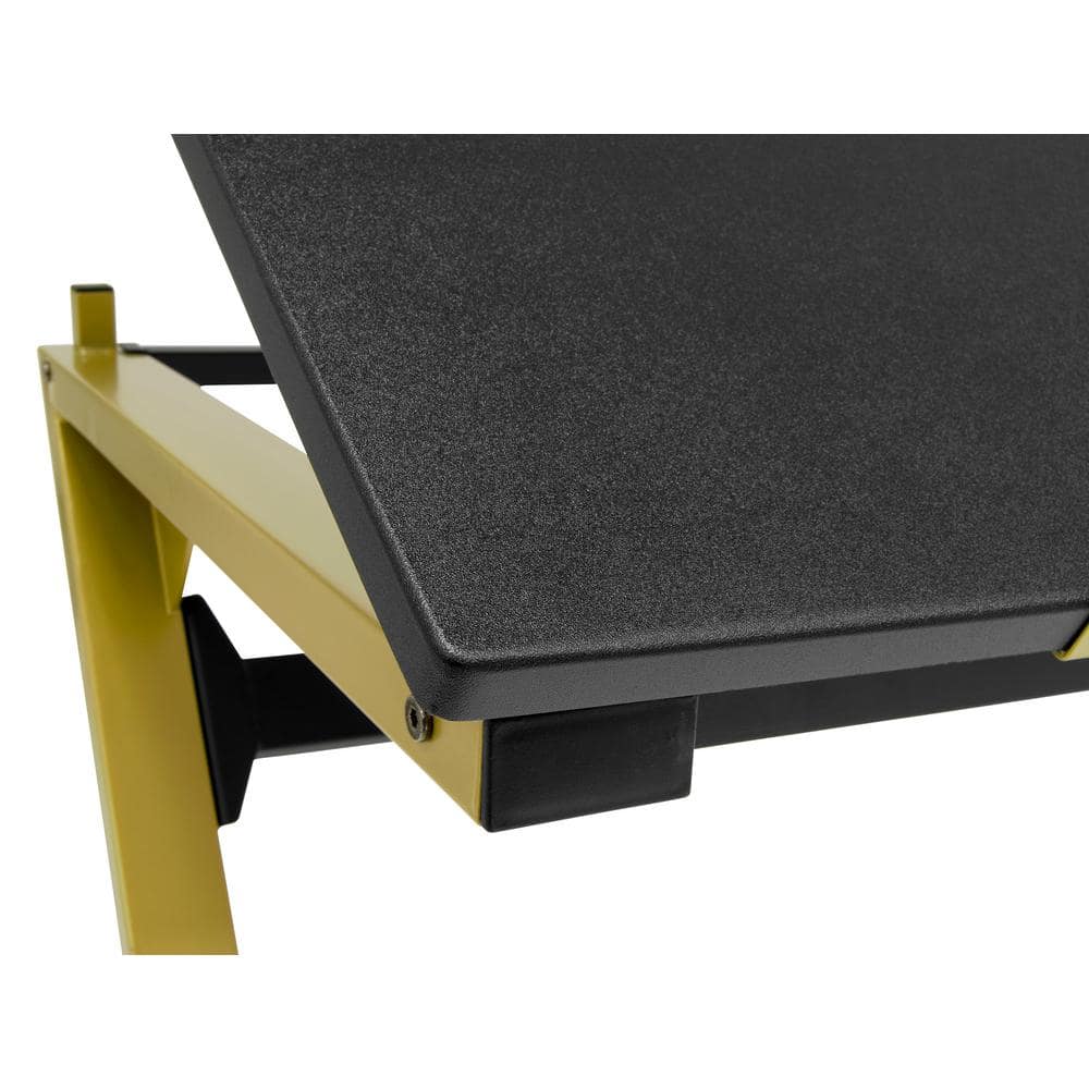 Stellar 36" Black and Gold Adjustable Drawing Table with Padded Stool