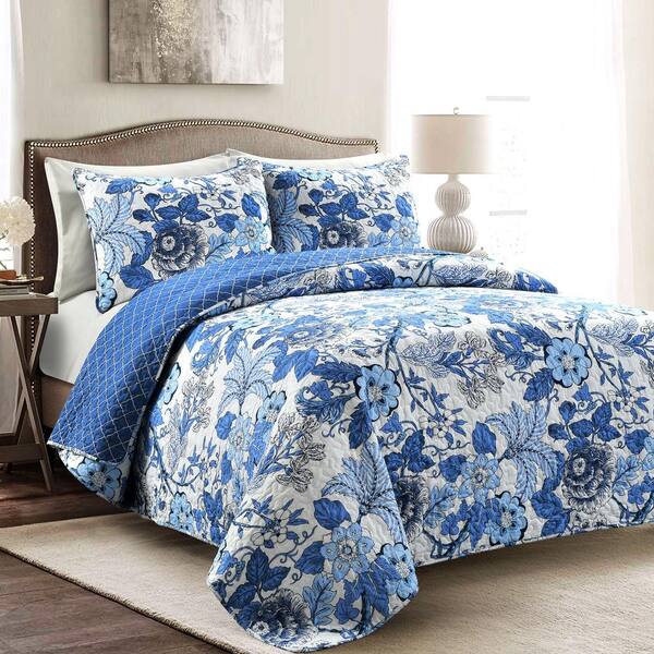 Sydney Quilt Navy/white 3Pc Set King 