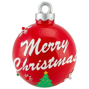 8.5 in. LED Lighted Red and Green Merry Christmas Ornament Ball