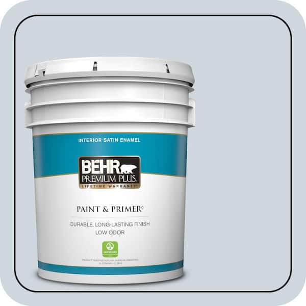 BEHR PREMIUM PLUS 5 gal. #560E-2 Cumberland Fog Satin Enamel Low Odor Interior Paint & Primer