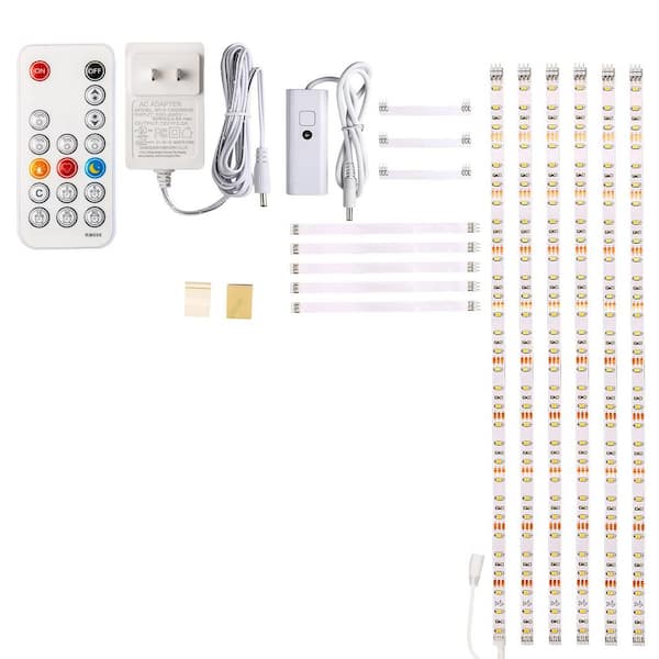 6 PCS Pre-Cut Warm White Dimmable LED Strip Light Lamp Kit with Remote Control for Cabinets, Counter, 2700K, 1500lm