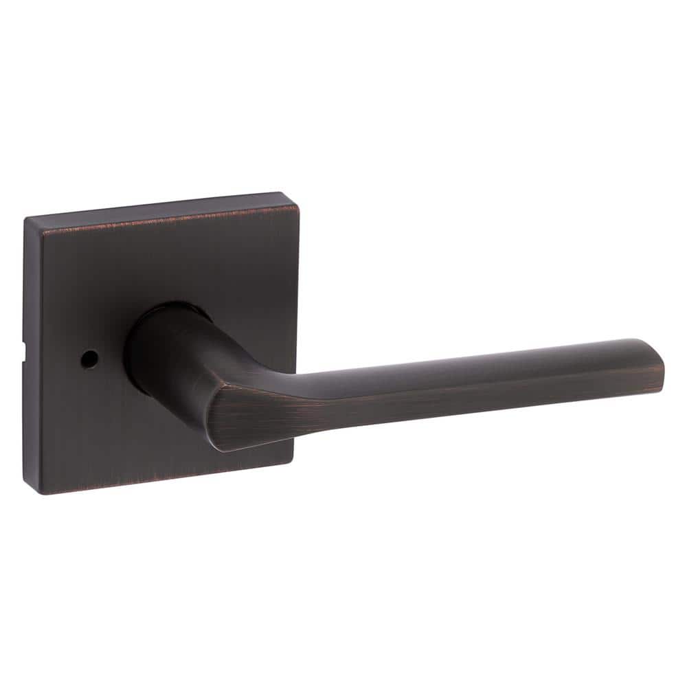 Lisbon Square Venetian Bronze Privacy Bed/Bath Door Handle with Lock