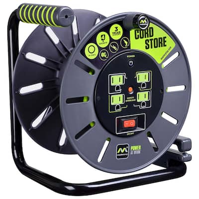 HDX 20 ft. 16/3 Retractable Extension Cord Reel with 4-Outlets-CR-002 - The  Home Depot