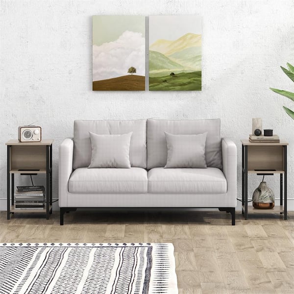 Costway Urban Grey 13.5 in. W Nightstand (Set of 2)