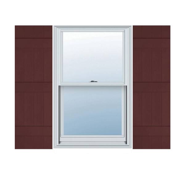 Builders Edge 14 in. W x 58 in. H TailorMade Four Board Joined (3 Batten), Board-n-Batten Shutters - Bordeaux