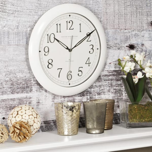 FirsTime 11 in. White Round Slim Wall Clock