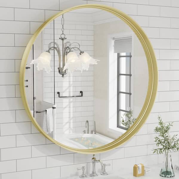 40 in. W x 40 in. H Round Aluminum Alloy Framed French Cleat Mounted Wall Decor Bathroom Vanity Mirror in Brushed Gold