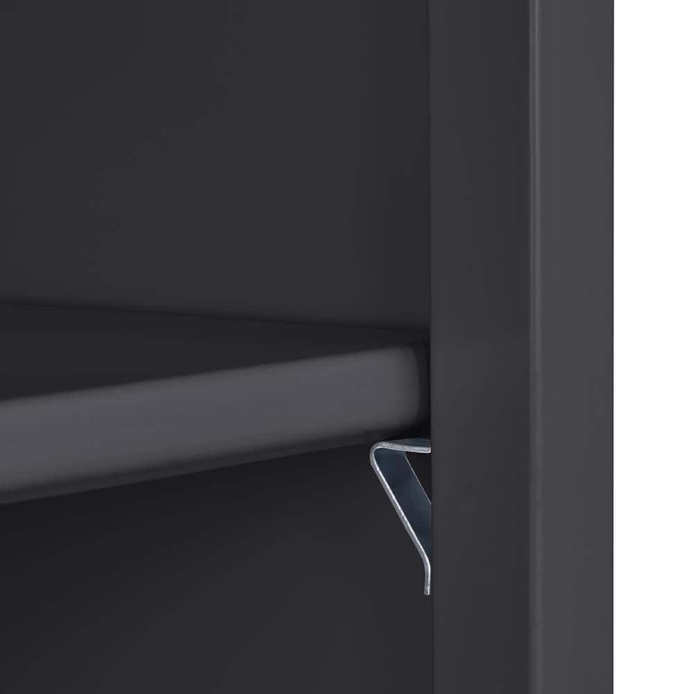 Black Steel Mobile Bookcase with Adjustable Shelves