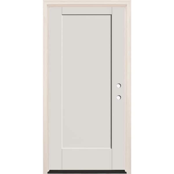 Builders Choice 36 in. x 80 in. 1 Panel Left-Hand Unfinished Fiberglass Prehung Front Door with 6-9/16 in. Frame and Bronze Hinges
