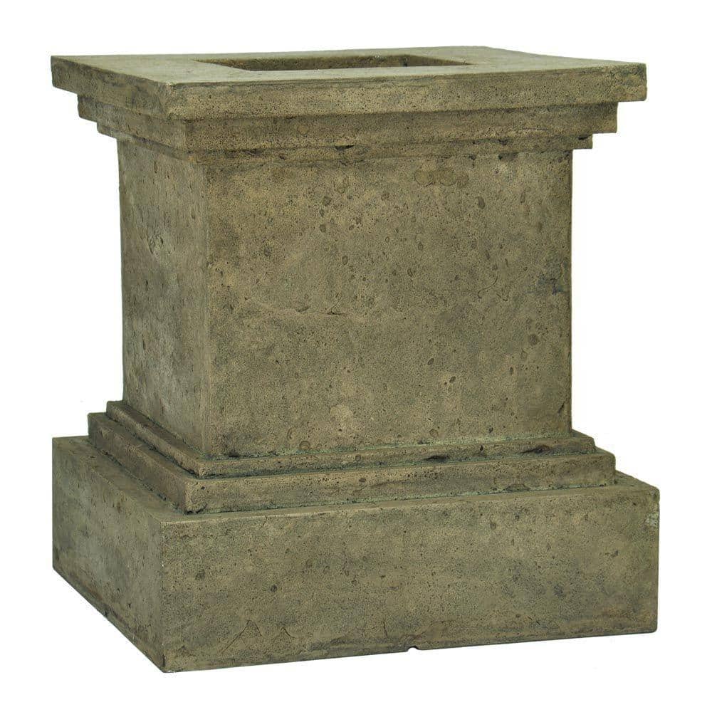 MPG 16-1/2 in. Square Cast Stone Fiberglass Pedestal Planter in Aged Granite Finish -  PF5430AG
