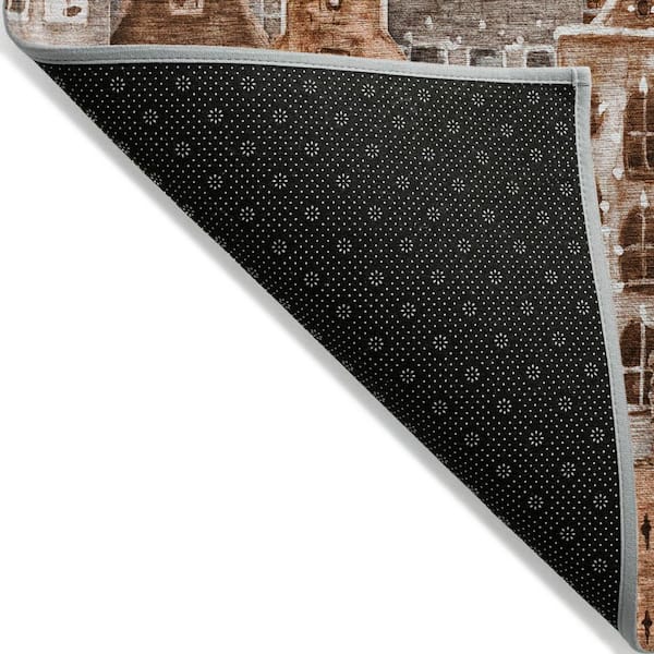 Orange, Copper, Salmon 3 ft. x 5 ft. Woven Geometric Polyester Rectangle Indoor/Outdoor Area Rug