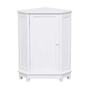 24.72 in. W x 16.21 in. D x 31.5 in. H White Linen Cabinet Triangle Corner Bathroom Cabinet with Shelf