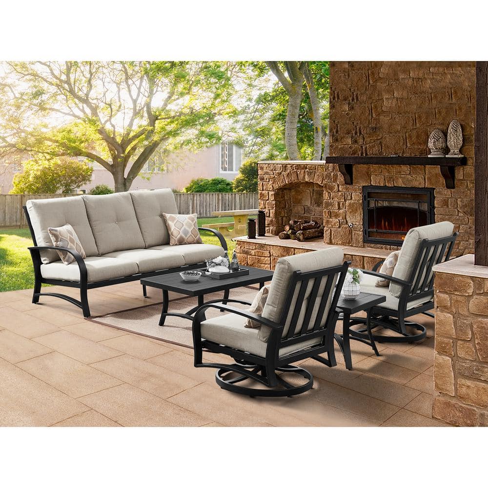 ULAX FURNITURE 5-Piece Aluminum Patio Conversation Set with