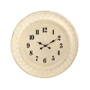 Antique White Paris Iron Cutout Clock