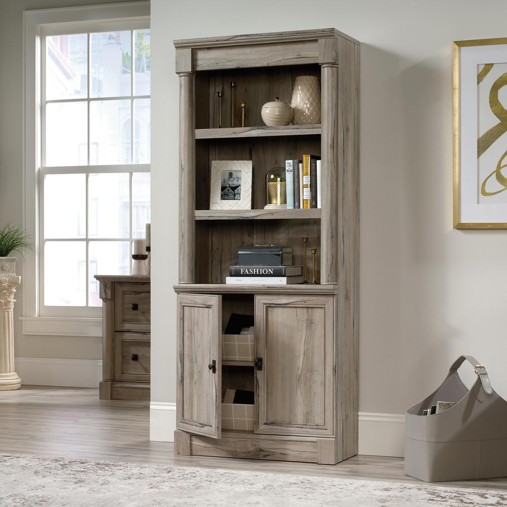 Palladia Split Oak Library Bookcase with Adjustable Shelves and Doors