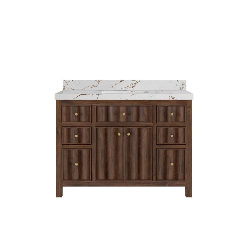 Sonoma Teak 48 in. Single Sink Freestanding Dark Walnut Bath Vanity with Viola Brown Qt. Top Unassembled price history on PriceWatchPro