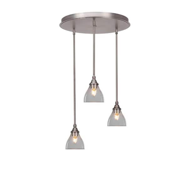 Unbranded Villa 3 Light Bronze Pendant, Cluster Pendant Light with 6.25 in. Clear Bubble Glass Shades, No Bulbs Included