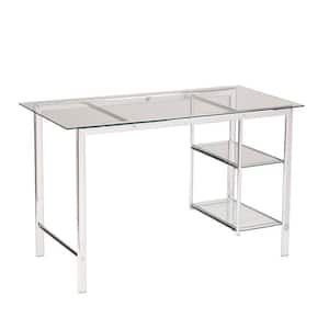 47.3 in. Rectangular Chrome/Clear Writing Desks with Glass Top