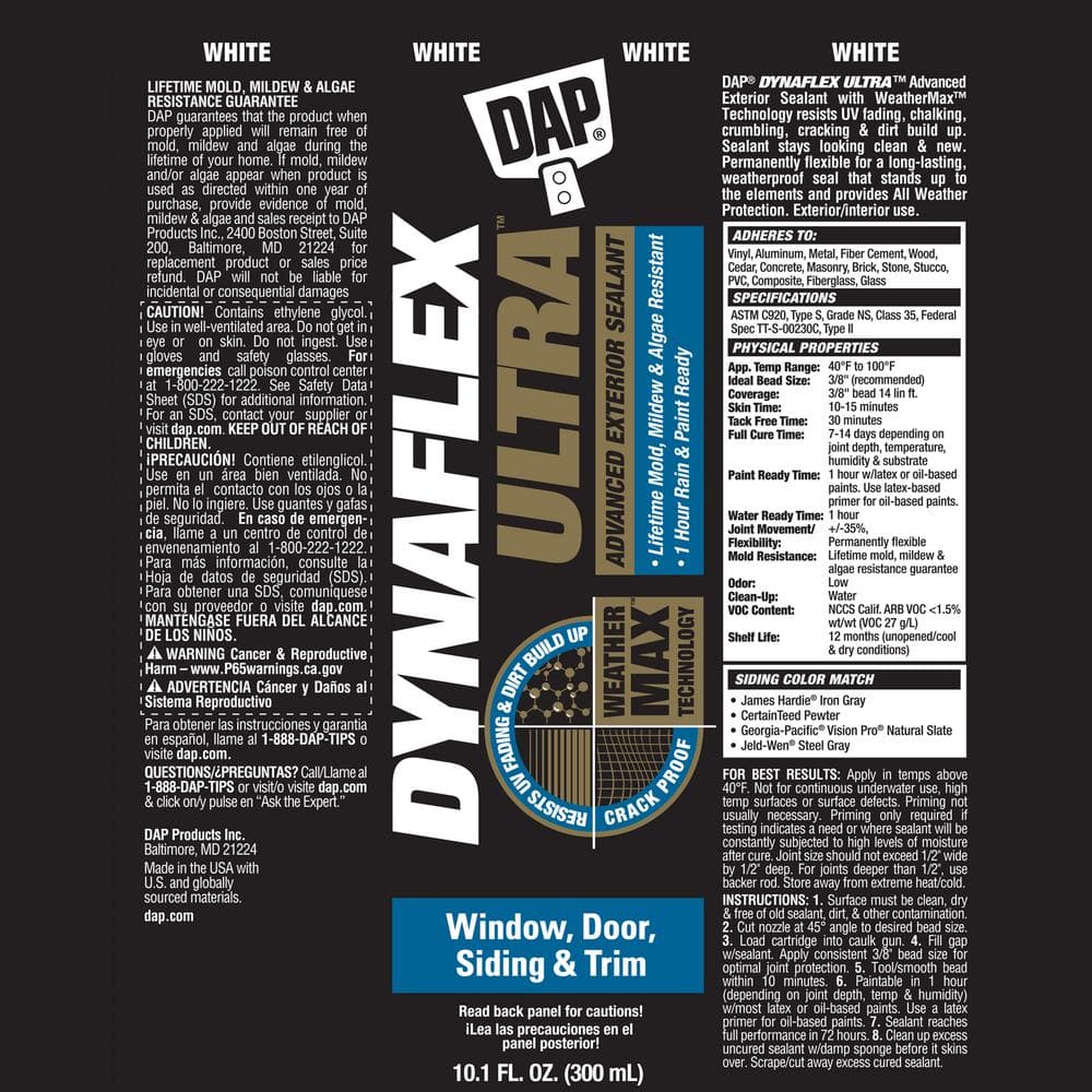 DAP Dynaflex Ultra White 10.1 oz Advanced Exterior Sealant