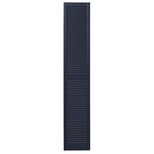 Ply Gem 15 in. x 71 in. Open Louvered Polypropylene Shutters Pair in Dark Navy