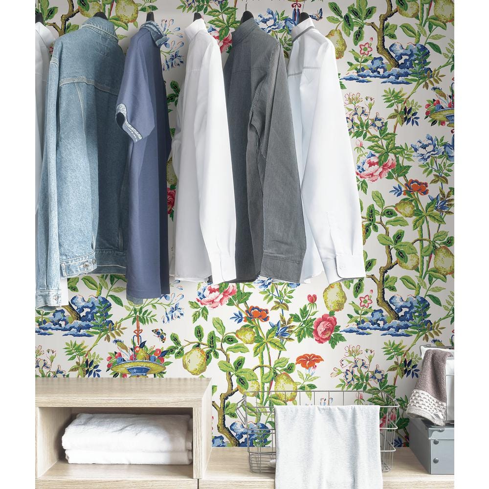 Bloom Shantung Garden Multicolor Self-Adhesive Vinyl Wallpaper