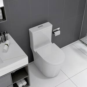 23 in. D 1-piece 0.8/1.6 GPF Dual Flush White Porcelain Elongated Toilet in Soft Closing Seat Included