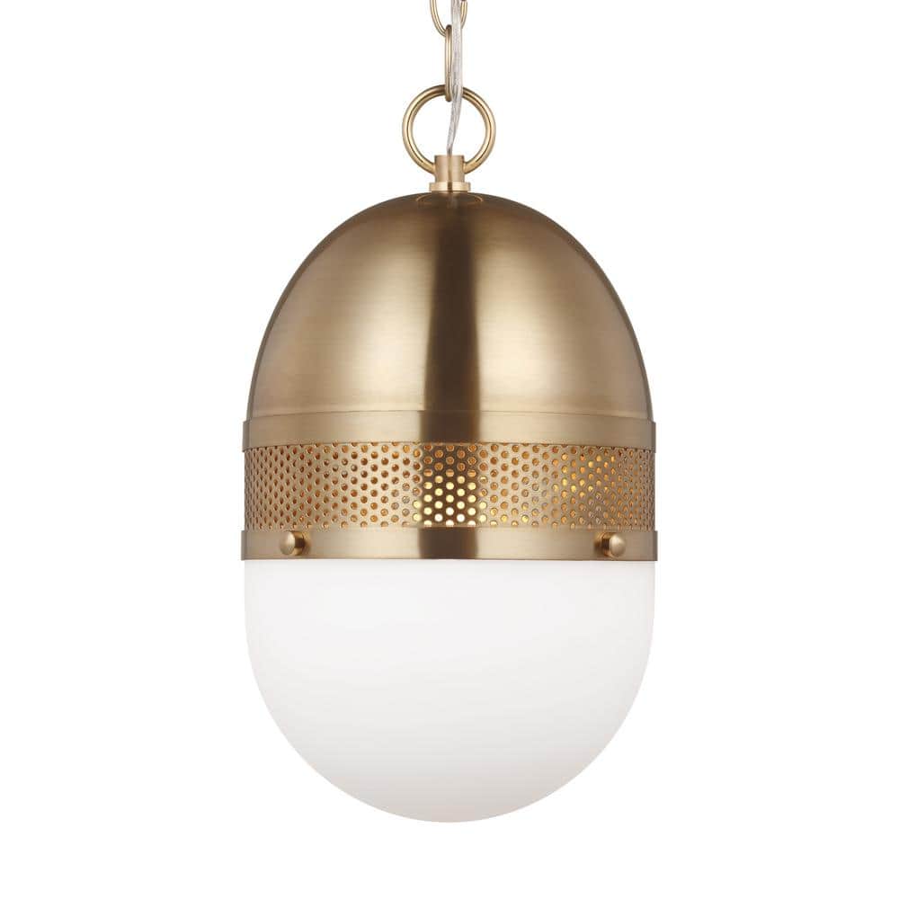 Bea Satin Brass Globe Pendant with Etched Opal Glass Shade