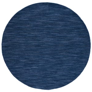 Kilim Navy/Blue 6 ft. x 6 ft. Solid Color Round Area Rug