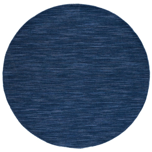 SAFAVIEH Kilim Navy/Blue 6 ft. x 6 ft. Solid Color Round Area Rug