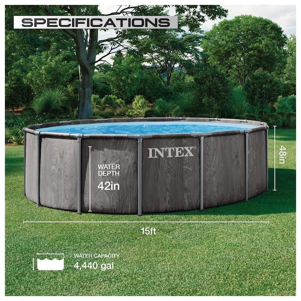 Intex Greywood Prism Frame 15 ft. x 48 in. Round Premium Above