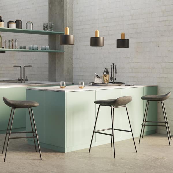 Dafney 31.5 in. Distressed Charcoal Grey Bar Metal Stool (Set of 2)