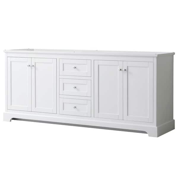 Wyndham Collection Avery 79 in. W x 21.75 in. D Bathroom Vanity Cabinet Only in White