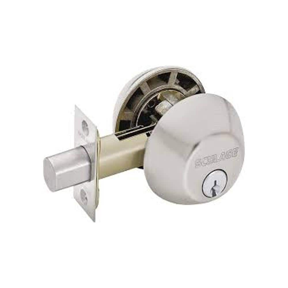 Schlage Double Cylinder Satin Nickel Deadbolt B362 619 - The Home Depot