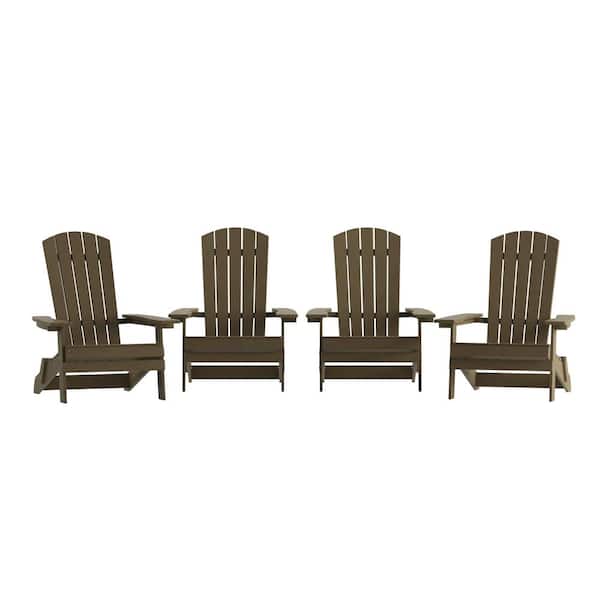 Brown Faux Wood Resin Adirondack Chair (Set of 4)