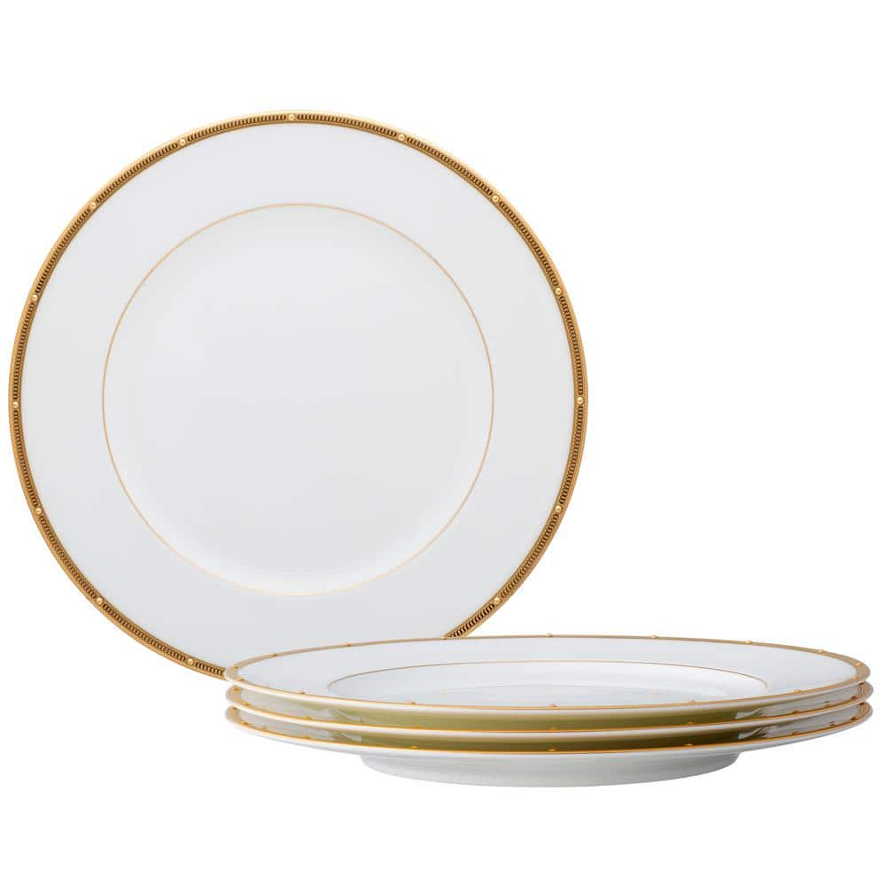 Noritake Rochelle Gold 10.75 in. (Gold) Bone China Dinner Plates, (Set ...