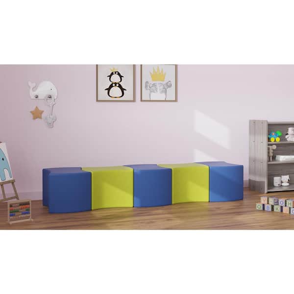 TOT MATE Versa Soft Seat Wedge Classroom Chair Modular Flexible Seating Vinyl Ottoman for Kids/Adults, 18 in. H (Baltic Blue)