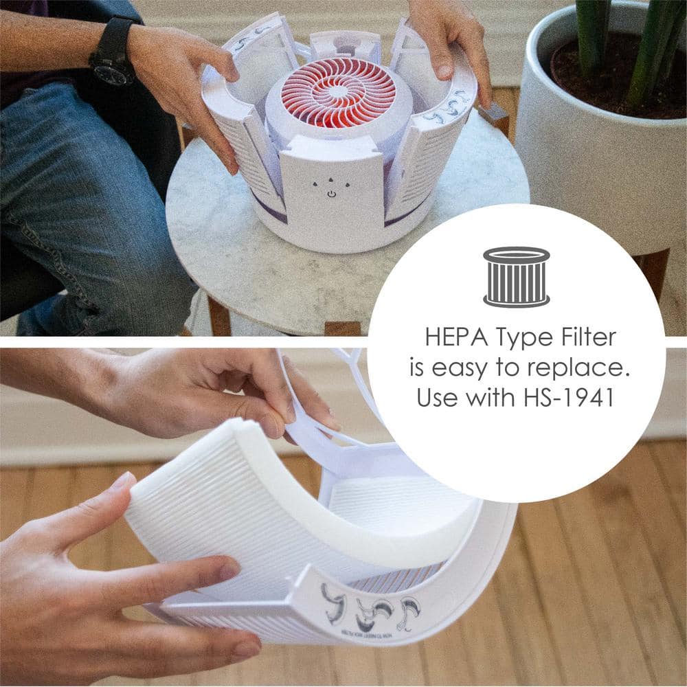 Compact White HEPA Table-Top Air Purifier with Touch Controls