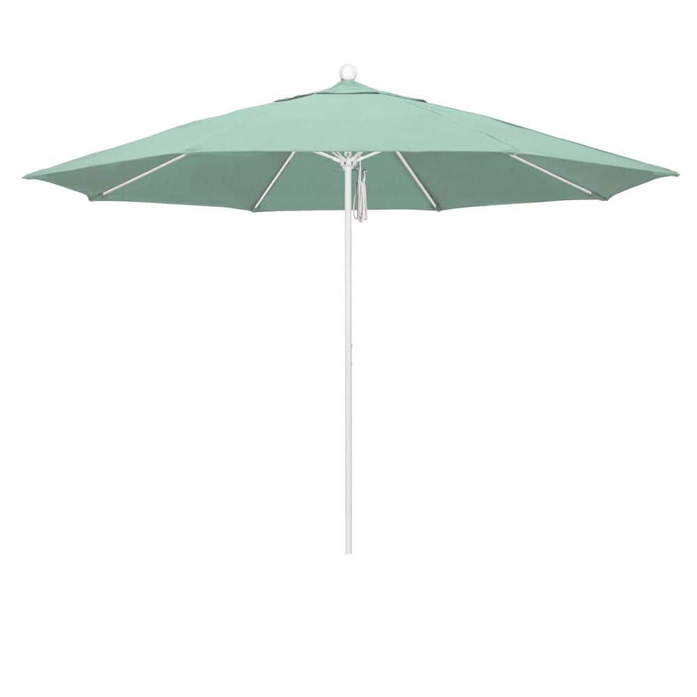 11 ft. Matted White Aluminum Market Patio Umbrella with Fiberglass Ribs Pulley Lift in Spa Sunbrella price history on PriceWatchPro